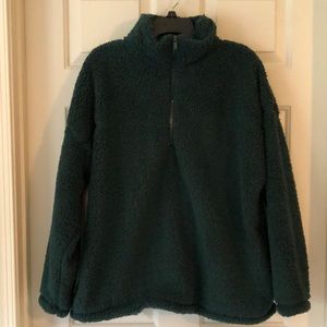 Quarter zip fuzzy fleece woman’s pullover